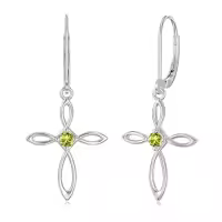 TOUPOP Sterling Silver Birthstone Infinity Cross Dangle Earrings For Women-style_name:8-August