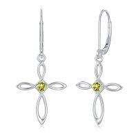 wholesale Cross Earrings For Women Sterling Silver Infinity Birthstone Dangle Cross Earrings Birthstone Jewelry For Women Christmas Gift From Women Her -style_name:8-August