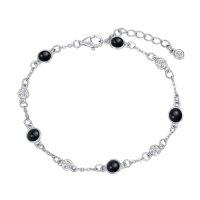wholesale Anklet Bracelet For Women 925 Sterling Silver Natural Stone Chain Ankle Bracelet Beach Summer Fine Jewelry Birthday Christmas Gifts For Women Her Mom -color_name:Black Onyx,size_name:Bracelet 7"-9"
