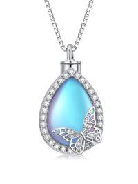 wholesale TOUPOP Urn Necklaces For Ashes Sterling Silver Cremation Jewelry For Ashes Urns For Human Ashes Pendant Necklace With Funnel Filler Kit -style_name:Moonstone Butterfly Urn Necklace
