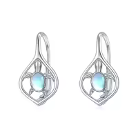 TOUPOP 925 Sterling Silver Turquoise Ocean Sea Animal Dangle Drop Earrings-style_name:02-Turtle Moonstone