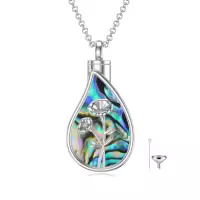 TOUPOP Sterling Silver 12 Month Birth Flower Cremation Urn Necklace-style_name:9-September