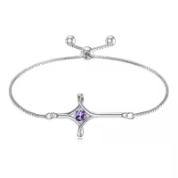 TOUPOP Sterling Silver Birthstone Cross Infinity Bracelet For Women-color_name:02-February-Amethyst