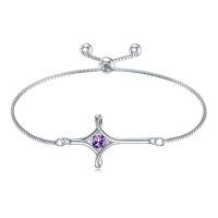 wholesale TOUPOP Birthstone Cross Bracelet For Women 925 Sterling Silver Cross Infinity Bracelet Fine Jewelry Birthday Christmas Gifts For Her Girlfriend Wife -color_name:02-February-Amethyst