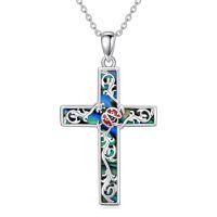 wholesale TOUPOP Cross Necklace Sterling Silver Abalone Shell Butterfly/dragonfly/ladybug Jewelry Gifts For Women Girls Birthday -style_name:Ladybug
