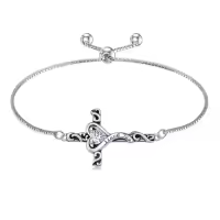 TOUPOP 925 Sterling Silver Birthstone Cross Heart Bracelet For Women-color_name:04-April-Synthetic Diamond
