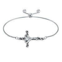 wholesale TOUPOP Birthstone Cross Bracelet For Women 925 Sterling Silver Cross Heart Bracelet I Love You Jewelry Birthday Christmas Gifts For Her Girlfriend Wife -color_name:04-April-Synthetic Diamond