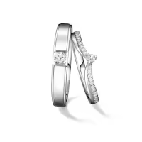 TOUPOP Sterling Silver Moissanite Couples Wedding Rings Set-style_name:E Wedding Ring Set