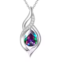 TOUPOP 925 Sterling Silver Teardrop Birthstone Infinity Necklace-color_name:06-June-Alexandrite