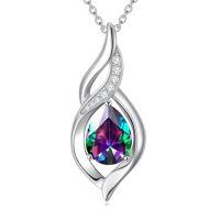 wholesale Birthstone Necklace For Women Infinity Necklaces 925 Sterling Silver Teardrop Love Birthday Jewelry Christmas Gifts For Women Mom Wife Girlfriend -color_name:06-June-Alexandrite