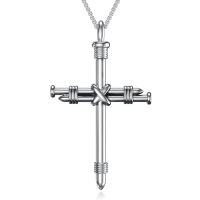 wholesale Cross Necklace For Men Women 925 Sterling Silver Celtic/crucifix/nail/fish Hook Cross Pendant With Stainless Steel Chain Faith Jewelry Gift For Father Son Brother Husband -color_name:I03-Nail Cross Oxidation
