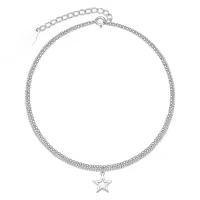 TOUPOP Sterling Silver Ankle Bracelets For Women Adjustable Anklet Elegant Foot Jewelry-style_name:One Star pendant
