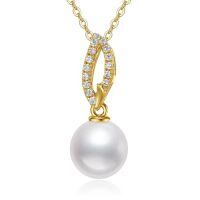 TOUPOP 14K Gold Freshwater Pearl Pendant Necklaces For Women-style_name:Pearl-A