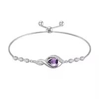 TOUPOP Sterling Silver Birthstone Bracelet Infinity Love Jewelry for Women-color_name:02-February-Amethyst