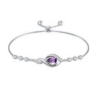 wholesale Christmas Gifts Birthstone Bracelet For Women 925 Sterling Silver Infinity Love Jewelry Birthday Gifts For Women Mom Wife Girlfriend -color_name:02-February-Amethyst