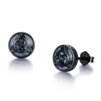 TOUPOP Sterling Silver Black Turquoise Celtic Knot Viking Stud Earrings-style_name:Celtic Knot