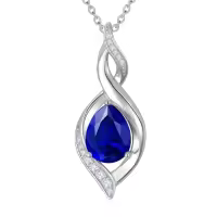TOUPOP 925 Sterling Silver Teardrop Birthstone Necklace Infinity Love Jewelry Gift-color_name:09-September-Sapphire