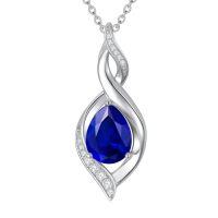 wholesale Birthstone Necklace For Women Teardrop Necklaces 925 Sterling Silver Infinity Love Jewelry Birthday Christmas Gifts For Women Mom Wife Girlfriend -color_name:09-September-Sapphire