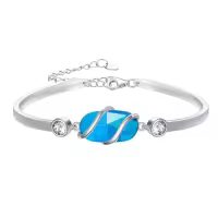 TOUPOP 925 Sterling Silver Gemstone Bracelet Bangle for Women-color_name:A-Topaz
