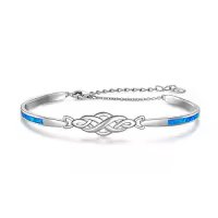 TOUPOP Sterling Silver Opal Cuff Bangle Bracelet For Women-style_name:14-Celtic Knot Bracelet