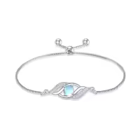 TOUPOP 925 Sterling Silver Birthstone Infinity Bracelet Dainty Fine Jewelry-color_name:06-Jun.-Moonstone