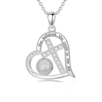 TOUPOP Sterling Silver Crystal Cross Football Soccer Softball Volleyball Necklace-style_name:1-Golf