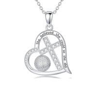 wholesale Sports Necklace For Women 925 Sterling Silver Cross Football/soccer/softball/volleyball Necklace Pendant Sports Jewelry Christmas Gifts For Women -style_name:1-Golf