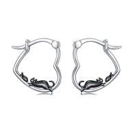 wholesale TOUPOP Sterling Silver Animal Heart Hoop Earrings Panda/bunny/fox/black Cat/corgi Earrings For Women Cute Christmas Birthday Jewelry Gifts -style_name:04-Black Cat
