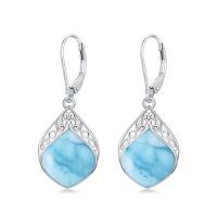 wholesale TOUPOP Teardrop Earrings Sterling Silver Celtic Knot Leverback Earrings Gemstone Irish Jewelry Anniversary Birthstone Earrings Birthday Christmas Xmas Gifts For Women -color_name:Larimar