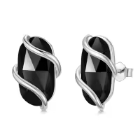 TOUPOP 925 Sterling Silver Gemstone Dainty Drop Earrings-color_name:Stud-Black Onyx