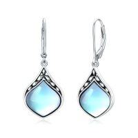 wholesale Teardrop Earrings 925 Sterling Silver Vintage Irish Celtic Natural Gemstone Dangle Earrings Jewelry Chritmas Gifts For Women Her Mom -color_name:Moonstone