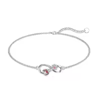 TOUPOP Sterling Silver & Stone Dragonfly Butterfly Ladybug Four Leaf Clover Adjustable Bracelet-style_name:Ladybug