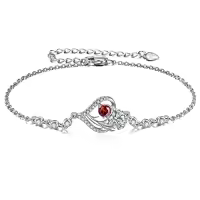 TOUPOP Sterling Silver Birthstone Flower Bracelet For Women-style_name:A-January
