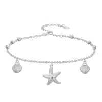 TOUPOP 925 Sterling Silver Sea Turtles Elephant Wave Cross Anklet-style_name:15-Starfish Bracelet