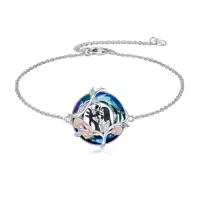 TOUPOP Sterling Silver Crystal Nightmare Bracelet Jack Sally Skull Jewelry-style_name:Style 4