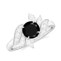 TOUPOP Sterling Silver Onyx Moissanite Women's Wedding Engagement Ring-style_name:C Black Onyx Moissanite Ring