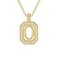 TOUPOP 14K Gold Moissanite Initial Letter Pendant Necklace-style_name:O