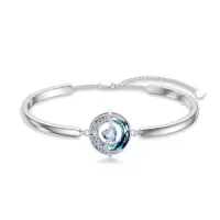 TOUPOP Sterling Silver Blue Crystal Moon Star Bangle Bracelet-color_name:03-Aquamarine-Mar.