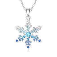 wholesale 925 Sterling Silver Snowflake Necklace For Women White/blue Cz Winter Snowflake Pendant Necklace Christmas Jewelry Gifts For Women -style_name:B-Blue Snowflake