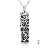 TOUPOP Sterling Silver Tree Of Life Cylinder Urn Necklace For Ashes Memorial Jewelry-style_name:Tree of Life Women