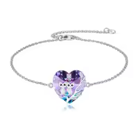 TOUPOP Sterling Silver Crystal Owl Bracelet Earrings Jewelry For Women-style_name:Two Owls-2