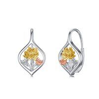 wholesale TOUPOP Birth Flower Leverback Earrings Sterling Silver Flower Leverback Earrings For Women Teens Birthday -style_name:K-November