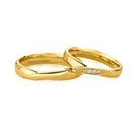 TOUPOP 10K 14K 18K Gold Moissanite Engraved Couple Wedding Band Ring Set-style_name:Band Ring Set-C