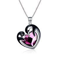 wholesale TOUPOP Christmas Gifts For Women 925 Sterling Silver Penguin/turtle/phoenix/fox Necklace For Women Jewelry Birthday Christmas Necklace Gifts For Daughter Mom Wife -style_name:A01-Penguins-Purple crystal
