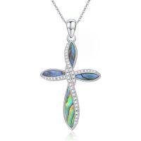 wholesale TOUPOP Cross Necklace For Women Men 925 Sterling Silver Animal Cross Necklace Celtic Cross Necklace Religious Gift For Her -style_name:A-Abalone Shell Cross