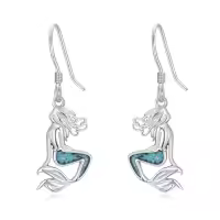 TOUPOP Sterling Silver Turquoise Ocean Animal Dangle Drop Earrings-style_name:Mermaid