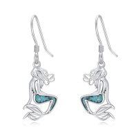 wholesale Ocean Earrings 925 Sterling Silver Turquoise Sea Animal Dangle Drop Earrings Beach Themed Jewelry Gifts For Women -style_name:Mermaid