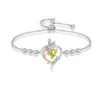 wholesale TOUPOP Rose Heart Birthstone Bracelet 925 Sterling Silver Butterfly Heart Bracelet Love Birthstone Jewelry Anniversary Birthday Christmas Gifts For Women Girlfriend Wife Her -color_name:08-August-Peridot