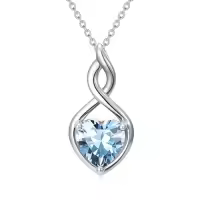 TOUPOP Sterling Silver Birthstone Infinity Heart Pendant Necklace-color_name:03-March-Aquamarine