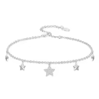 TOUPOP Sterling Silver Ankle Bracelets For Women Adjustable Anklet Elegant Foot Jewelry-style_name:Stars